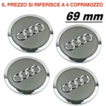 4 tappi audi 69mm coprimozzo cerchi lega a3 a4 a5 a6 rs4 q3 q5 s4 originali