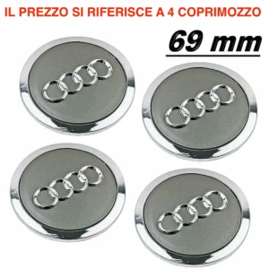 4 tappi audi 69mm coprimozzo cerchi lega a3 a4 a5 a6 rs4 q3 q5 s4 originali