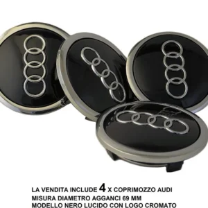 4 tappi originale audi 69mm coprimozzo cerchi lega a3 a4 a5 a6 rs3 q5