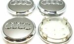 set 4 tappi coprimozzo per audi q7 q5 q3 a3 a4 a5 borchie cerchi in lega 77mm originali