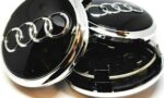 set 4 tappi coprimozzo neri originali per audi q7 q5 q3 a3 a4 a5 borchie cerchi in lega 77mm