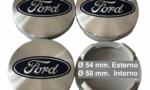 set 4 coprimozzi tappi originali ford 54mm argento