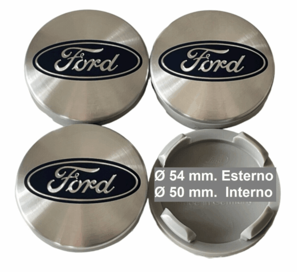 set 4 coprimozzi tappi originali ford 54mm argento