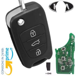 CHIAVE GUSCIO COMPLETA CHIP 3 TASTI TELECOMANDO PER KIA K2 K5 SPORTAGE 433mhz