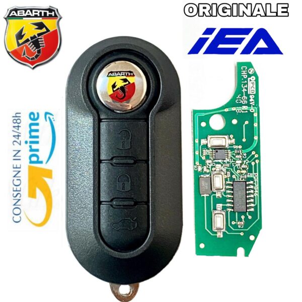 chiave completa originale IEA 3 tasti sip 22 completa di chip fiat abarth