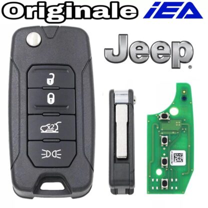 chiave telecomando completo di chip 4 tasti lama a scatto sip 22 jeep