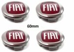 set 4 coprimozzi fiat 60mm rosso e argento