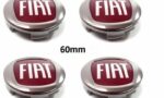 set 4 coprimozzi fiat 60mm rosso e argento