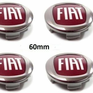 set 4 coprimozzi fiat 60mm rosso e argento