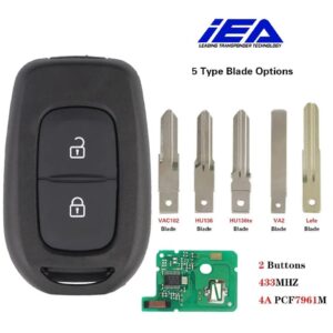 chiave completa di telecomando 2 tasti  lama fissa pcf7961m lama laterale originale
