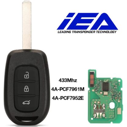 chiave completa con telecomando originale IEA 3 tasti lama fissa per Dacia Dokker 2021 + 2 gusci IEA for Ren