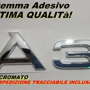 stemma targhetta scritta logo fregio audi a3 baule posteriore argento lucido alta qualità