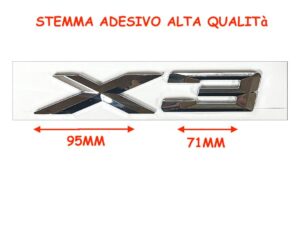 stemma targhetta scritta logo fregio bmw x3 baule posteriore argento lucido