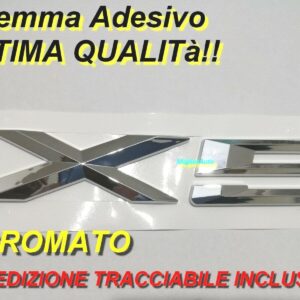 stemma targhetta scritta logo fregio bmw x5 baule posteriore argento lucido